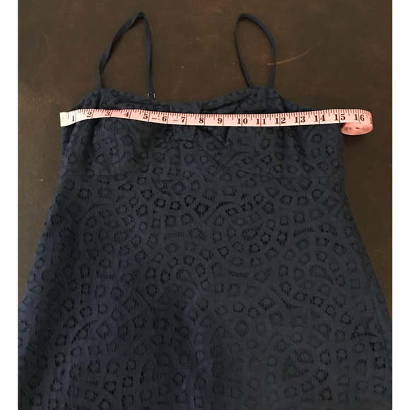Lilly Pulitzer Karina Navy Blue Eyelet Overlay Mini Dress - Size 4 - Picture 6 of 10